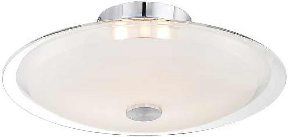 Ragnar Grand Mid Century Modern Semi-Flush Ceiling Light - 14 Inch Wide Chrome Drum Shade Fixture