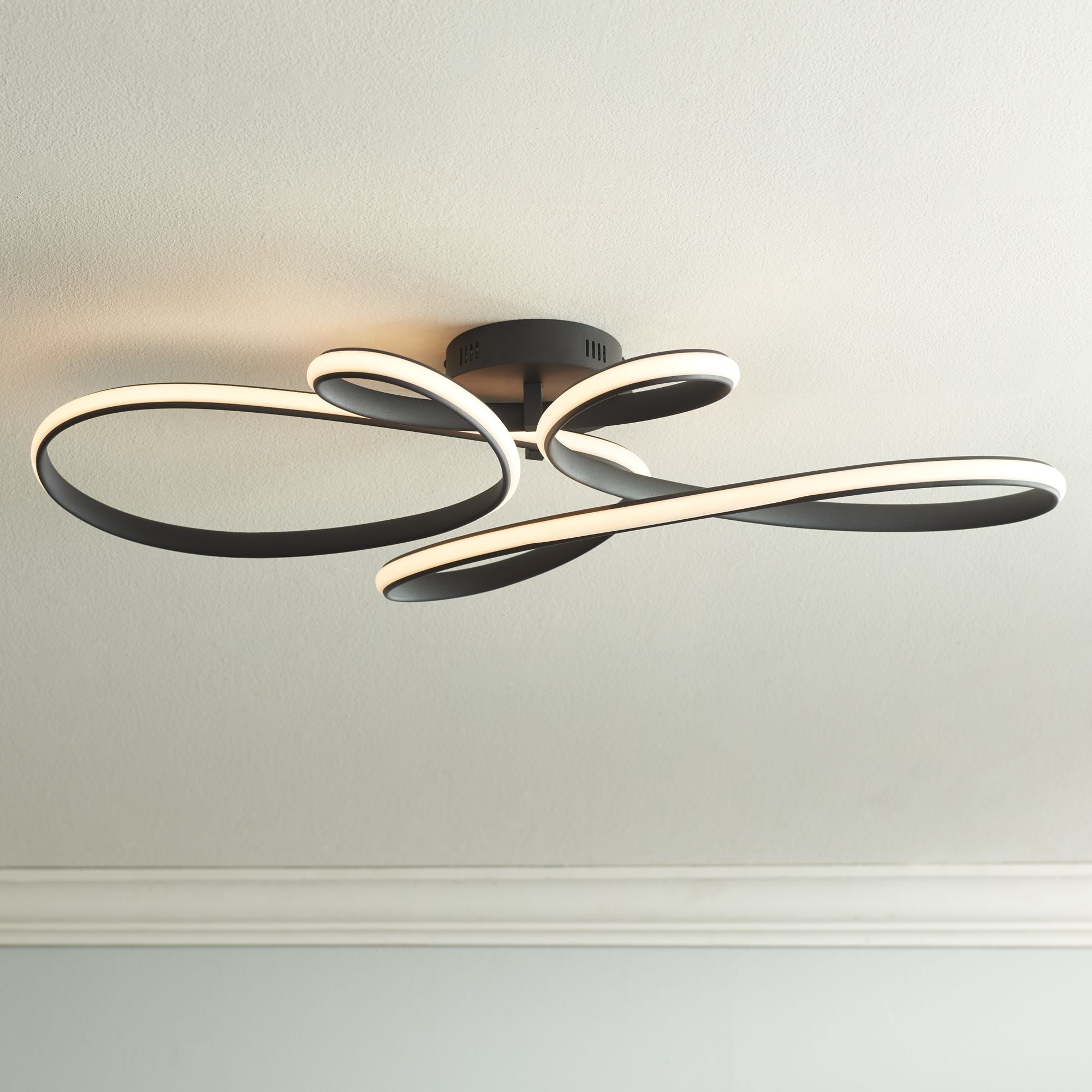 Helix Black LED Ribbon Semi-Flush Mount Ceiling Light