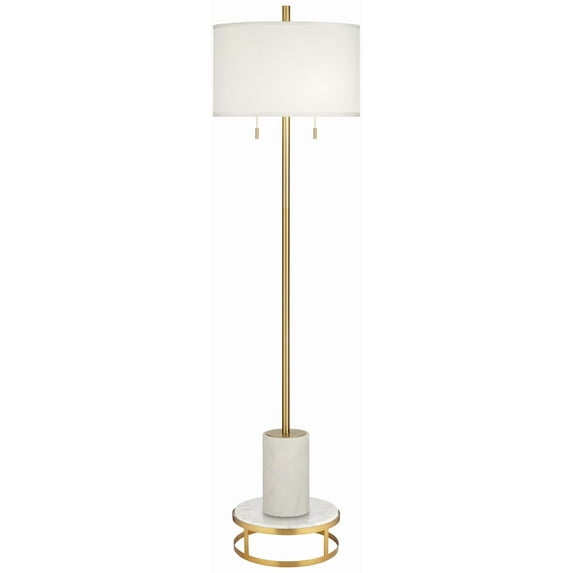 Possini Euro Design Italian Modern Floor Standing Lamp with Riser 69.5" Tall Gold Metal White Drum Shade Living Room Reading House Bedroom