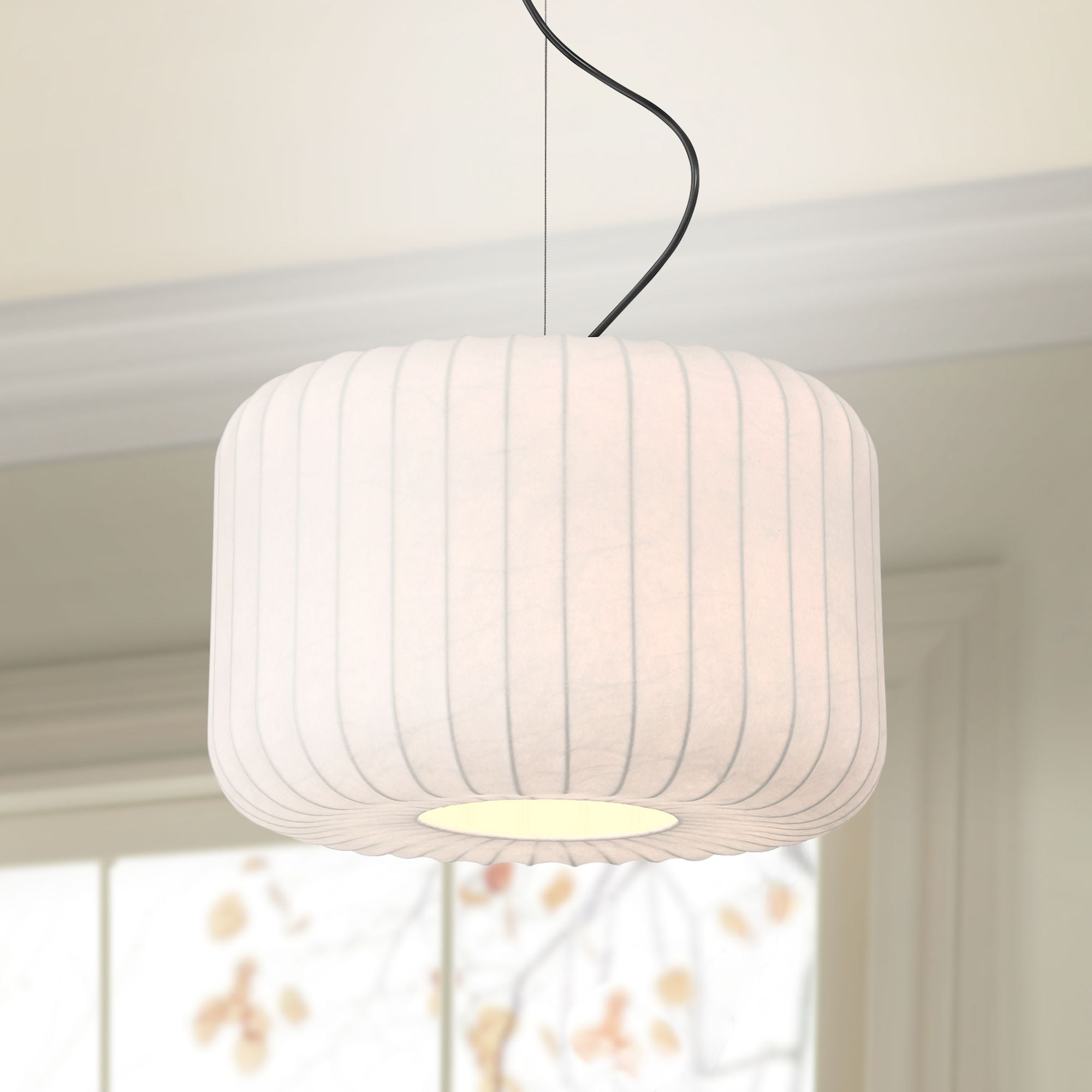 Possini Euro Design Jaime 18" Modern Pendant Chandelier Ceiling Light Fixture Dining Room Over Table Drum Matte Black and White