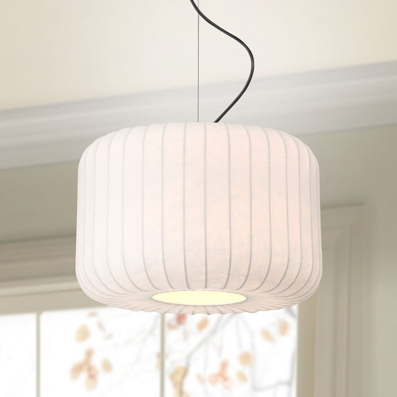 Possini Euro Design Jaime 18" Modern Pendant Chandelier Ceiling Light Fixture Dining Room Over Table Drum Matte Black and White