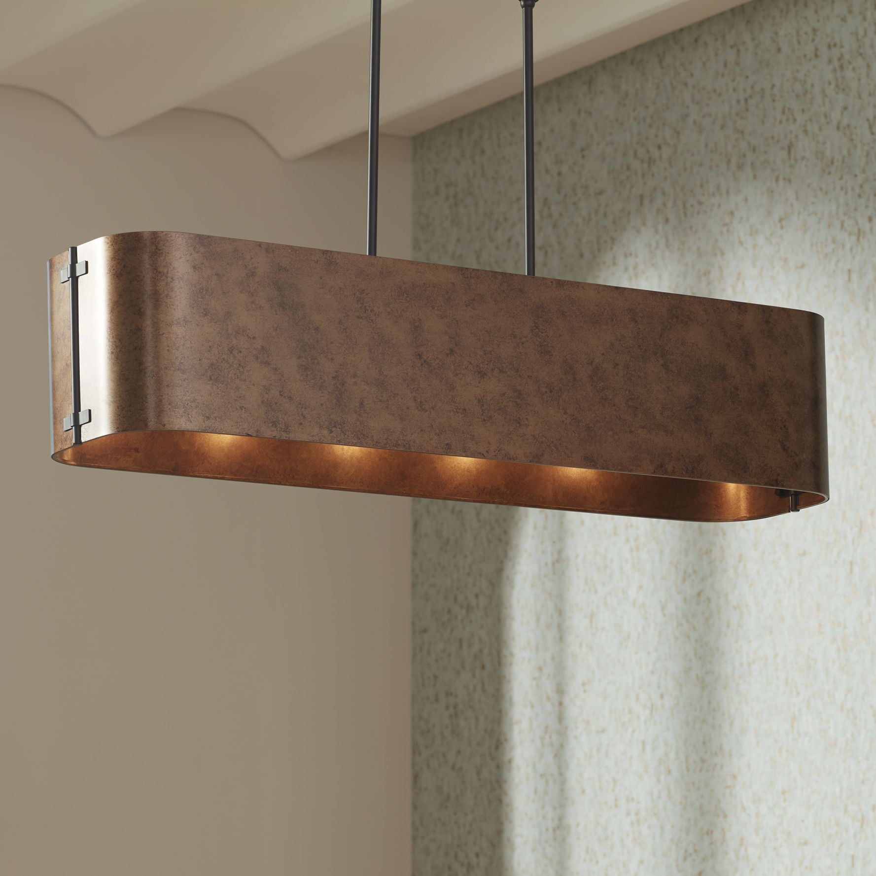 Possini Euro Design Julian 41 1/2" Farmhouse Rustic Pendant Chandelier Ceiling Light Fixture Dining Room Over Table Kitchen Island Linear Bronze