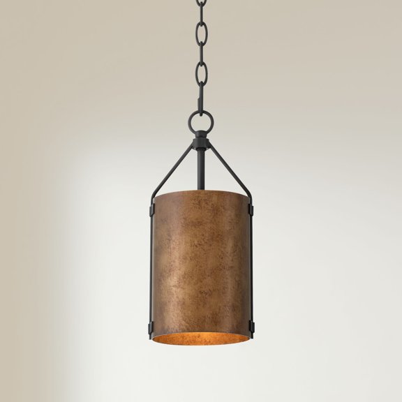 Possini Euro Design Julian 6" Farmhouse Rustic Pendant Ceiling Light Fixture Dining Room Over Table Drum Black Bronze Finish Mini