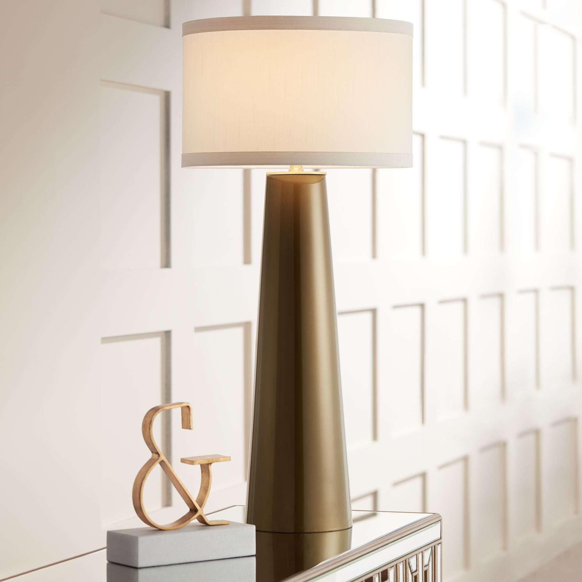"Possini Euro Design Karen Dark Gold Glass Table Lamp, 36"" Tall with ...