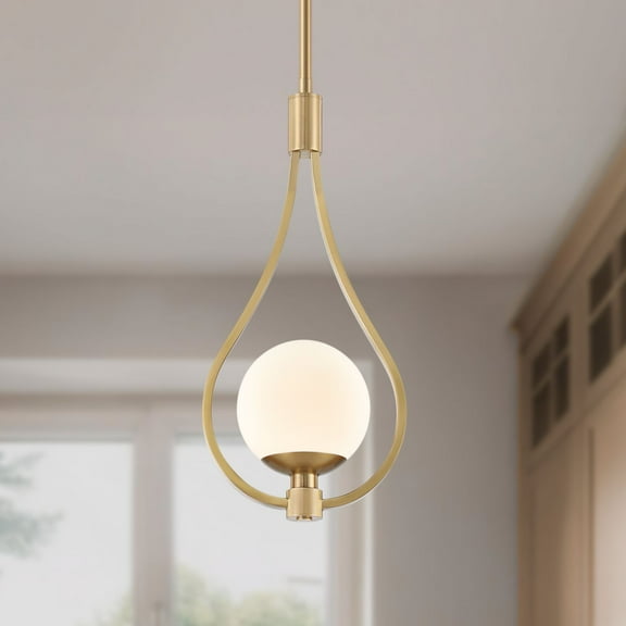 Possini Euro Design Kosta 8" Mid Century Modern Pendant Ceiling Light Fixture Dining Room Over Table Hanging LED Warm Gold Finish Mini