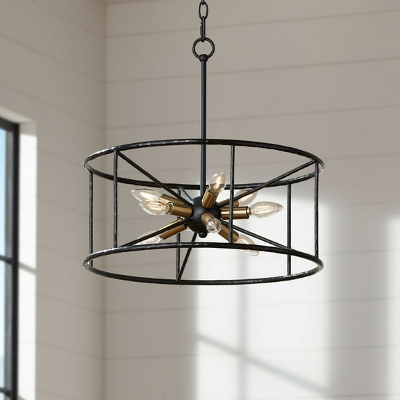 Possini Euro Design La Vista Black Chandelier 20 1/4" Wide Modern Sputnik 9-Light Fixture for Dining Room House Foyer Kitchen Island Entryway Bedroom