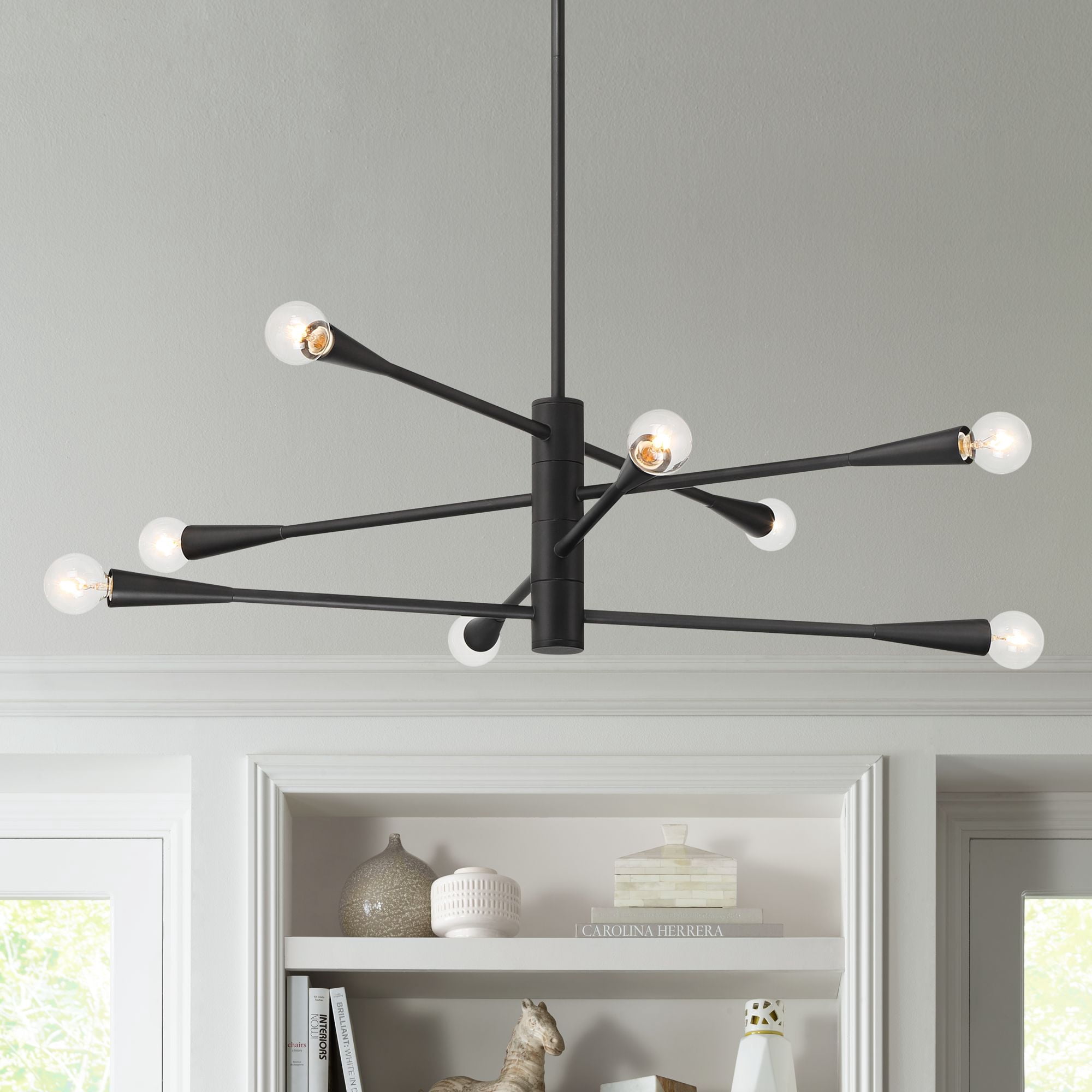 Possini Euro Design Livonia Matte Black Chandelier 29 1/2