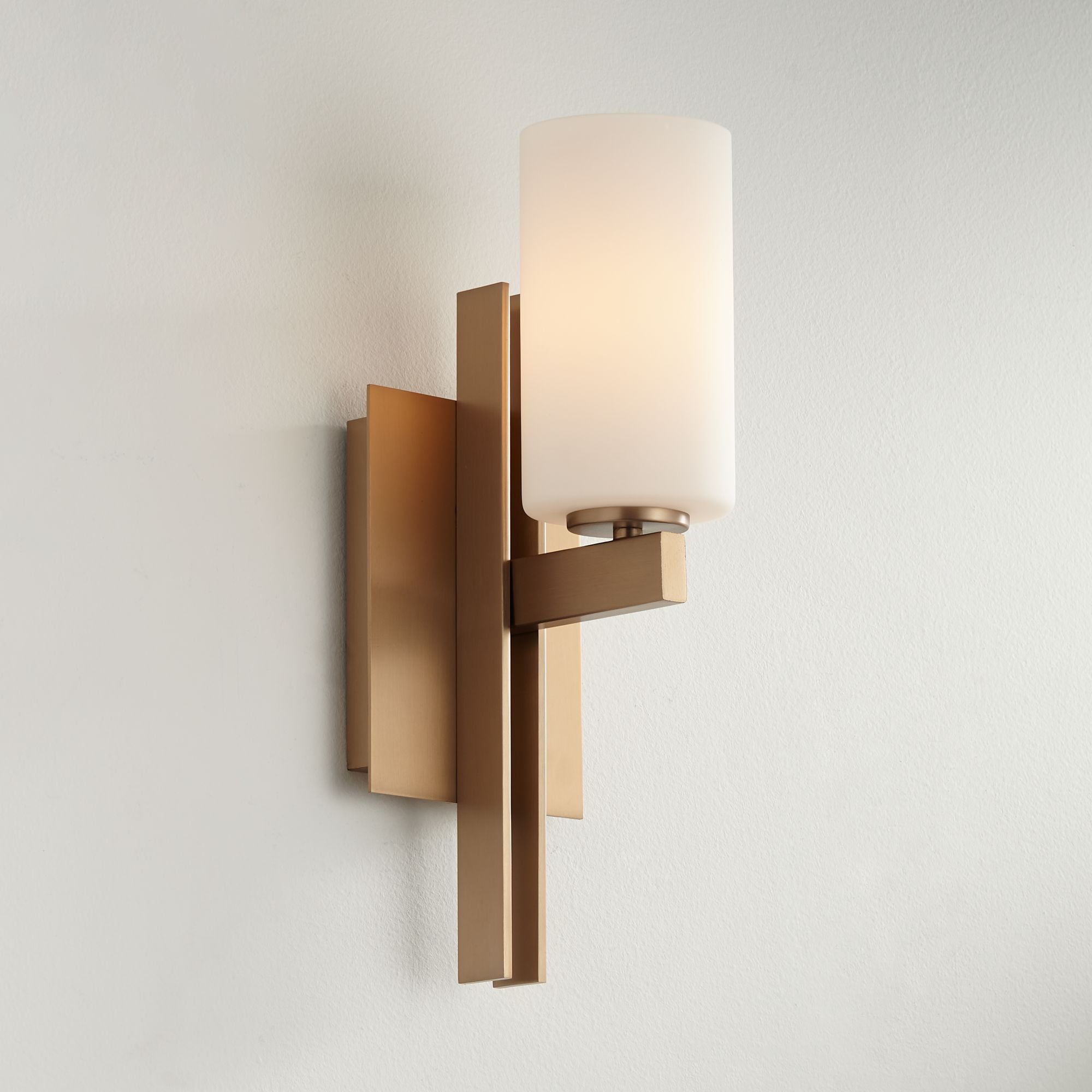 Burnished Brass Wall Sconce with Frosted Glass Shade