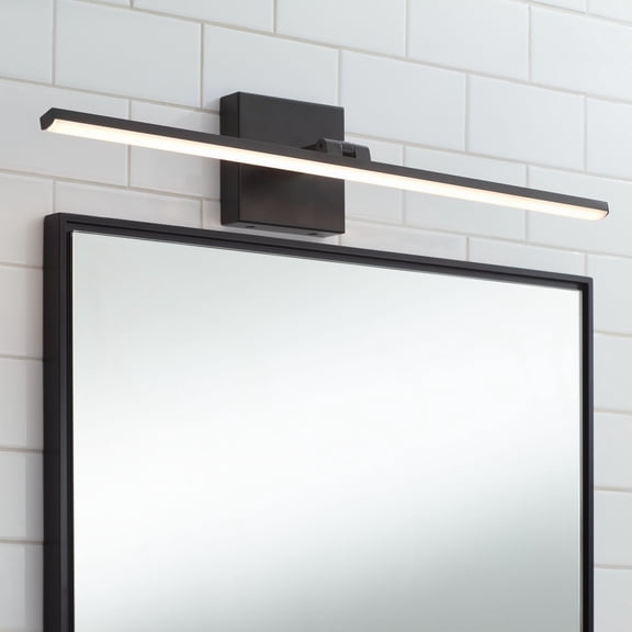 Possini Euro Design Lula 24" High Modern Bathroom Vanity Wall Lamp Light Fixture Mount Over The Sink Mirror LED Hardwired Black