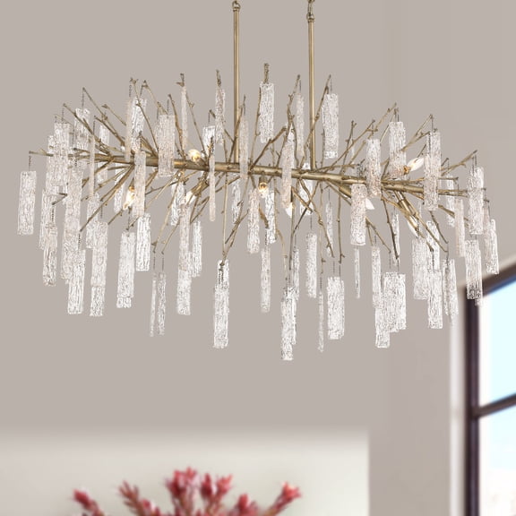 Possini Euro Design Madeleine Brass Island Linear Rain Pendant Chandelier 56 1/2" Wide Modern 10-Light Fixture for Dining Room