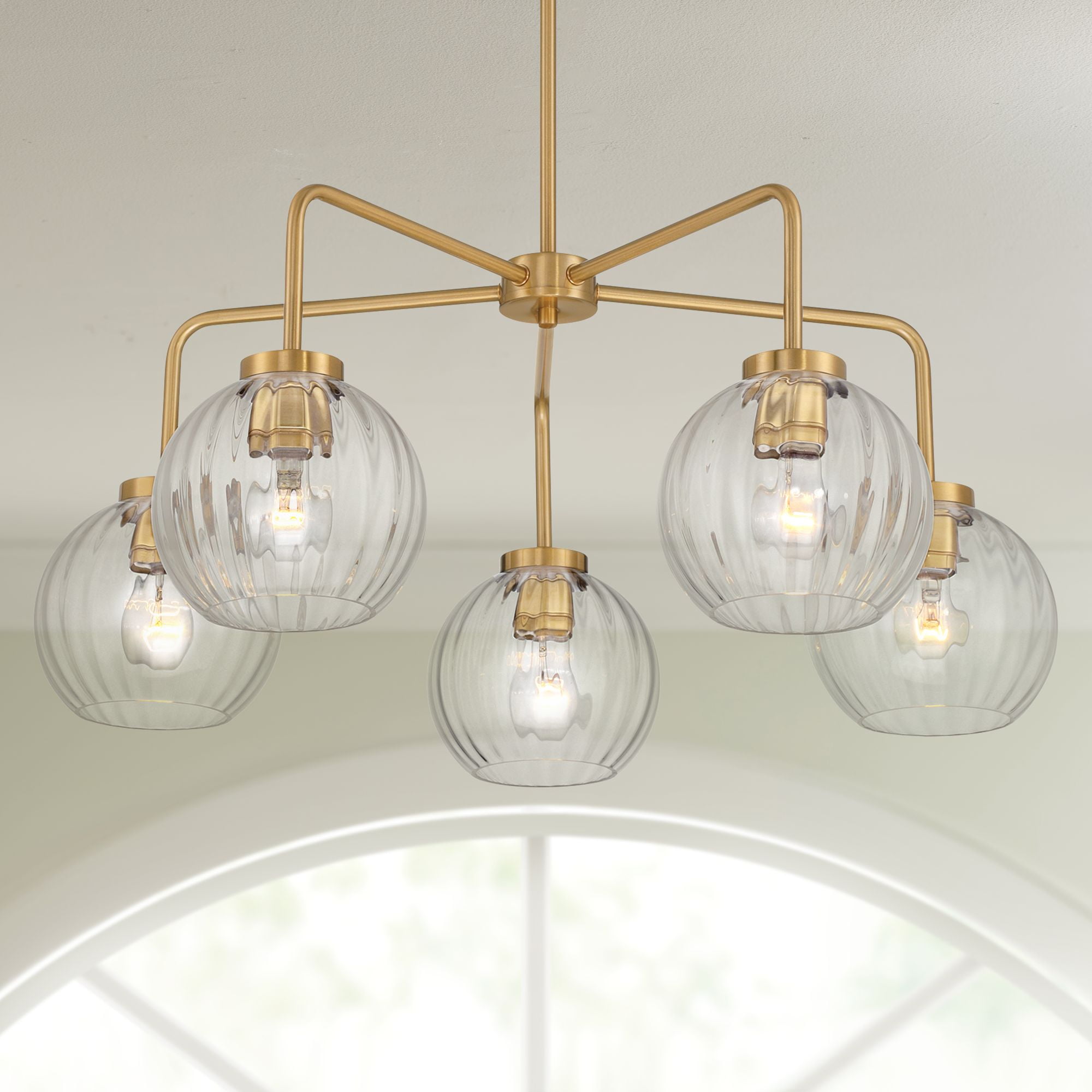 Modern Gold Metal Pendant Chandelier with Clear Glass Shades