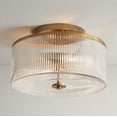 thumbnail image 1 of Possini Euro Design McKenzie 14" Mid Century Modern 2-Light Semi Flush-Mount Ceiling Light Fixture Kitchen Drum Warm Brass Finish, 1 of 8