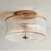 Possini Euro Design McKenzie 14" Mid Century Modern 2-Light Semi Flush-Mount Ceiling Light Fixture Kitchen Drum Warm Brass Finish