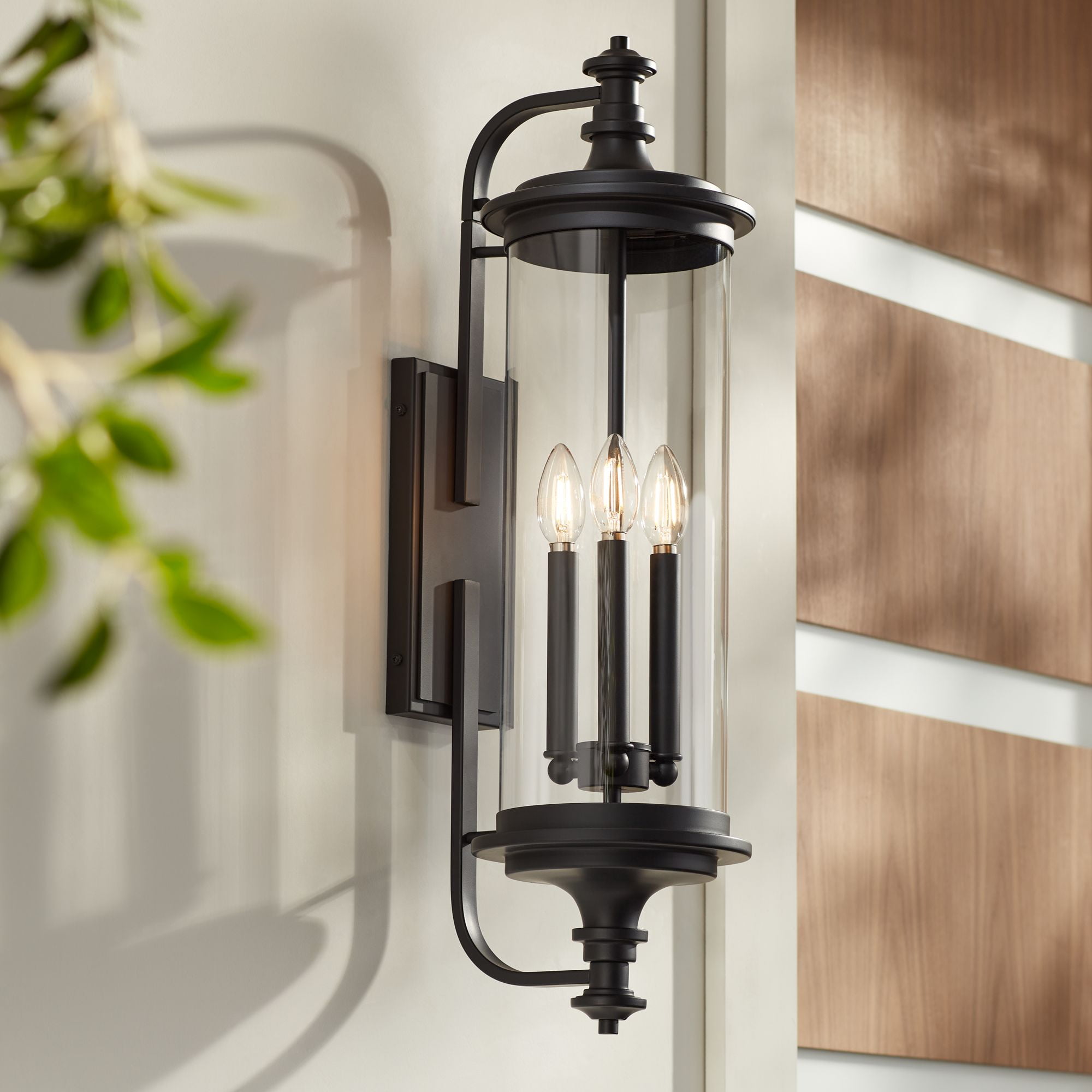 Possini Euro Design Medici Modern Outdoor Wall Light Fixture Black 28 ...