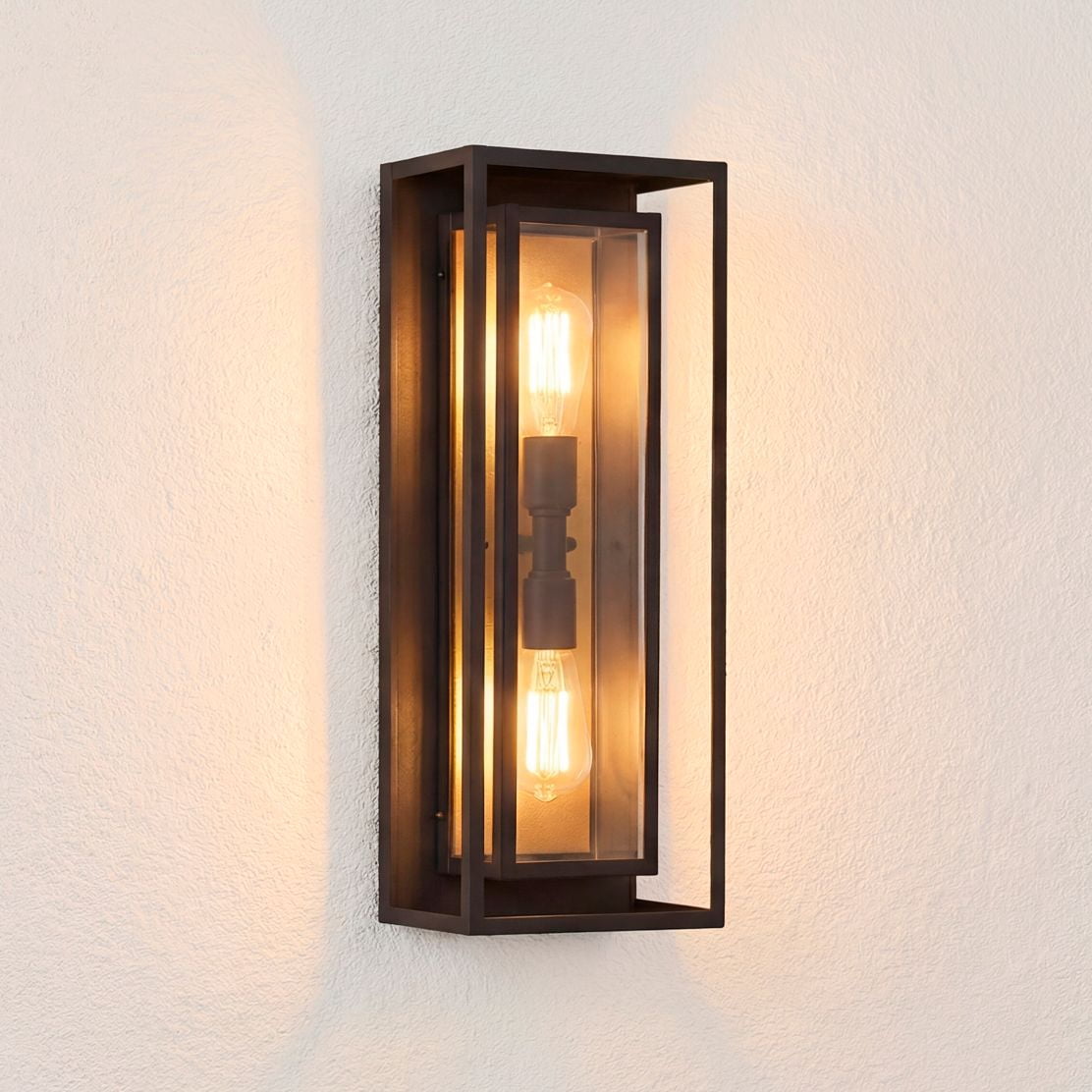 Possini Euro Design Metropolis Mid Century Modern Outdoor Wall Light Fixture Black Gold 22" Clear Glass for Post Exterior Barn Deck House Porch Yard