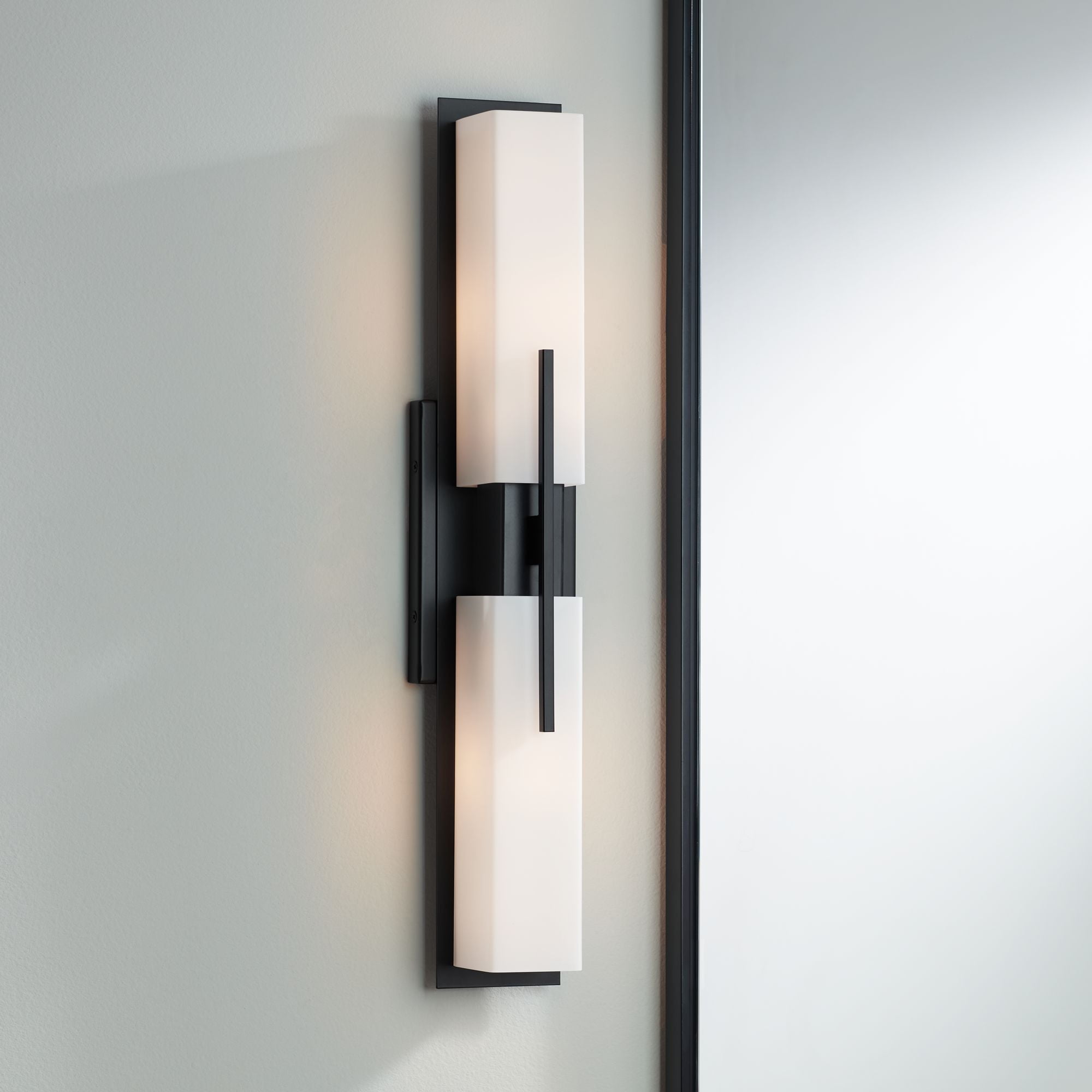 Midtown Black and White Glass 27" Dimmable Wall Light