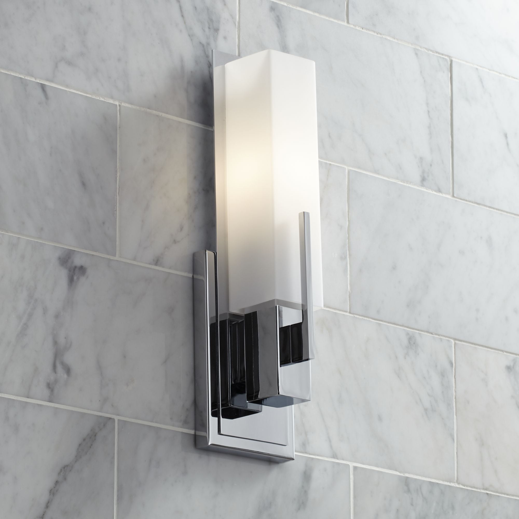 Midtown 19" Chrome Wall Sconce with White Glass Shade