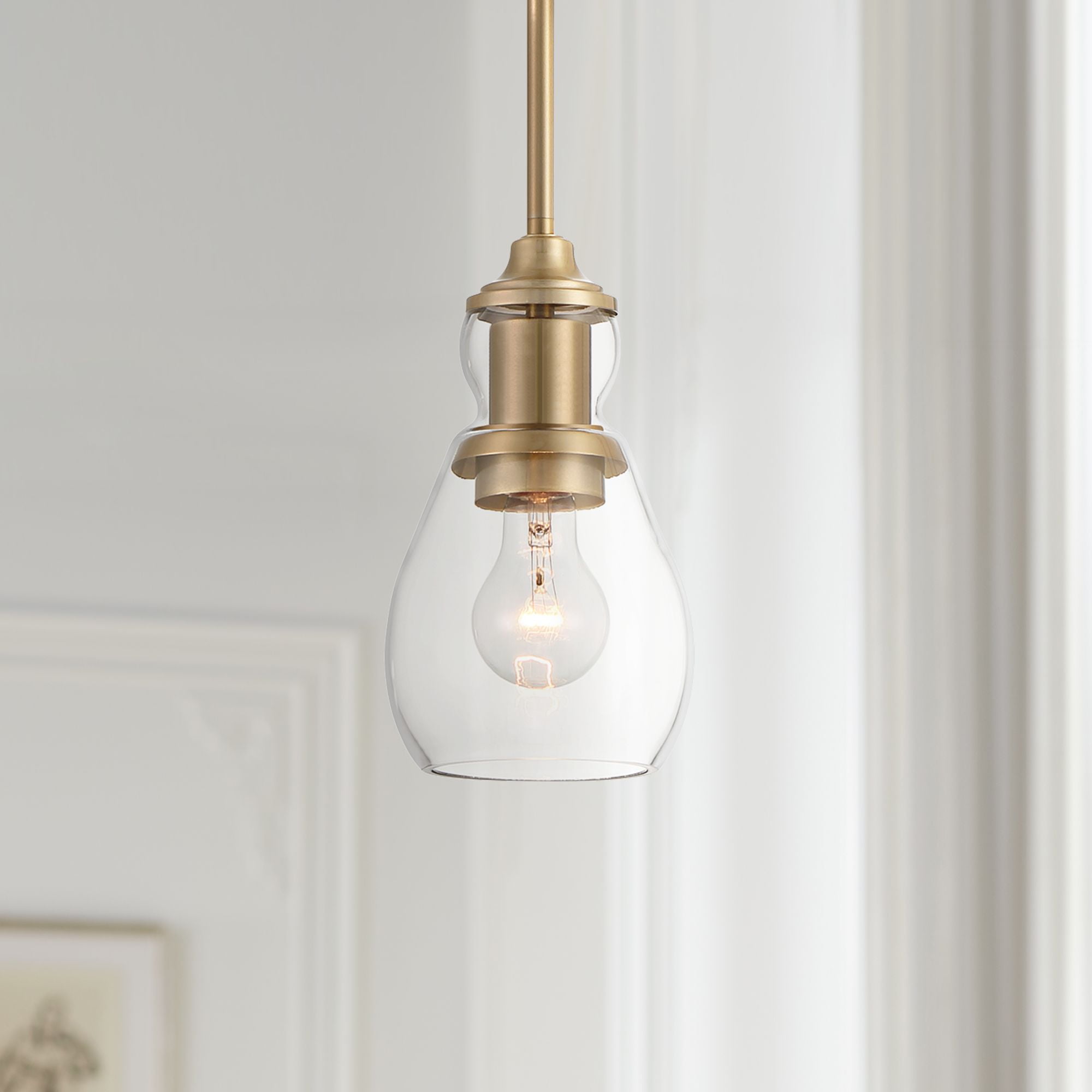 Possini Euro Design Nagano Warm Brass Mini Pendant Light 5 1/2" Wide Modern Clear Glass Fixture for Dining Room Kitchen Island