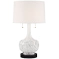 thumbnail image 1 of Possini Euro Design Natalia Country Cottage Table Lamp with Round Black Marble Riser 27" Tall White Floral Ceramic Drum Shade for Bedroom Living Room, 1 of 5