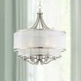 thumbnail image 1 of Possini Euro Design Nor Brushed Nickel Pendant Chandelier 23" Wide Modern Double White Organza Shade 6-Light Fixture for Dining Room Kitchen Island, 1 of 9