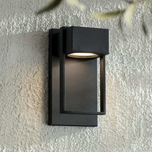 Possini Euro Design Pavel Modern Outdoor Wall Light Fixture Textured Black LED 9 1/2" for Post Exterior Barn Deck House Porch Yard Posts Patio Home
