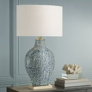 Possini Euro Design Victoria 29 1/2 Tall Modern End 3-Way Table Lamp Blue White Finish Ceramic Single Living Room Colors May Vary