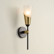 Possini Euro Design Possini Euro Adare 18 High Gold and Black Metal Bathroom Wall Sconce