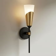 Possini Euro Design Possini Euro Adare 18 High Gold and Black Metal Bathroom Wall Sconce