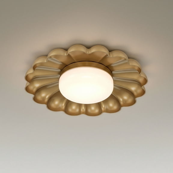 Possini Euro Design Possini Euro Braum 14" Wide Brass LED Flower Petal Ceiling Light