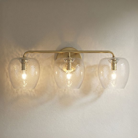 Possini Euro Design Possini Euro Brielle 22 3/4" Wide Aged Brass Glass 3-Light Bath Light