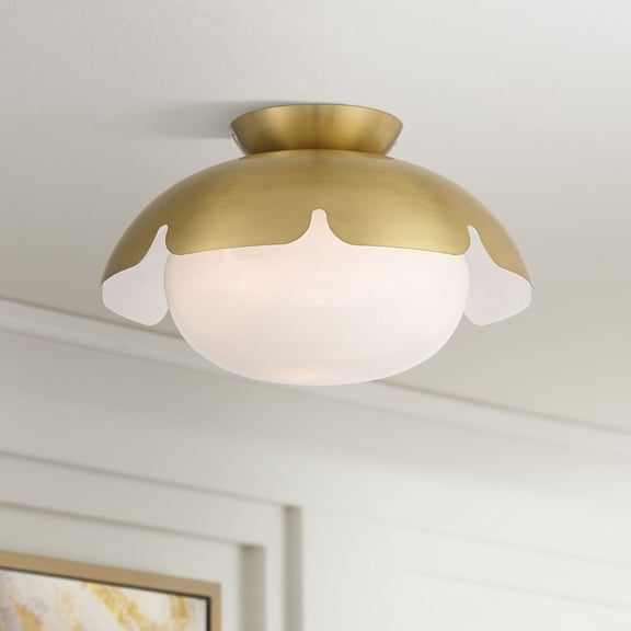 Possini Euro Design Possini Euro Brock 12" Wide Antique Brass Ceiling Light
