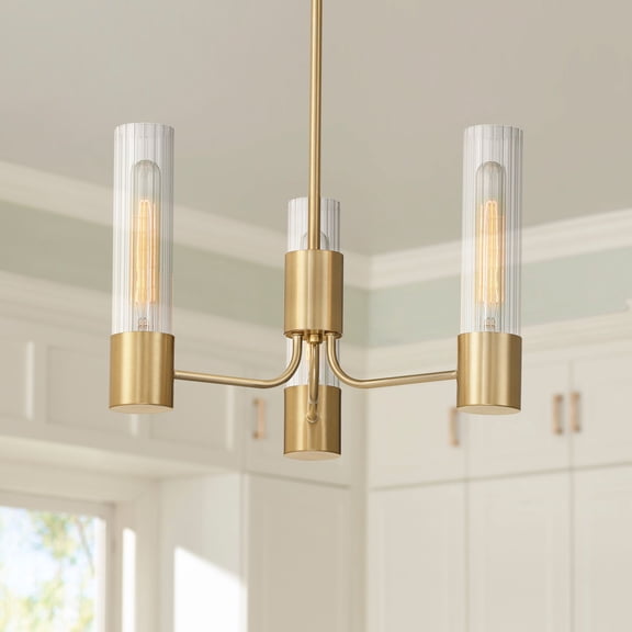 Possini Euro Design Possini Euro Shelton 15" Wide Warm Brass 3-Light Chandelier
