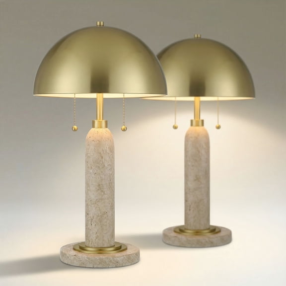 Possini Euro Design Possini Euro Chanterelle 24 1/2" Faux Stone Dome Table Lamp Set of 2
