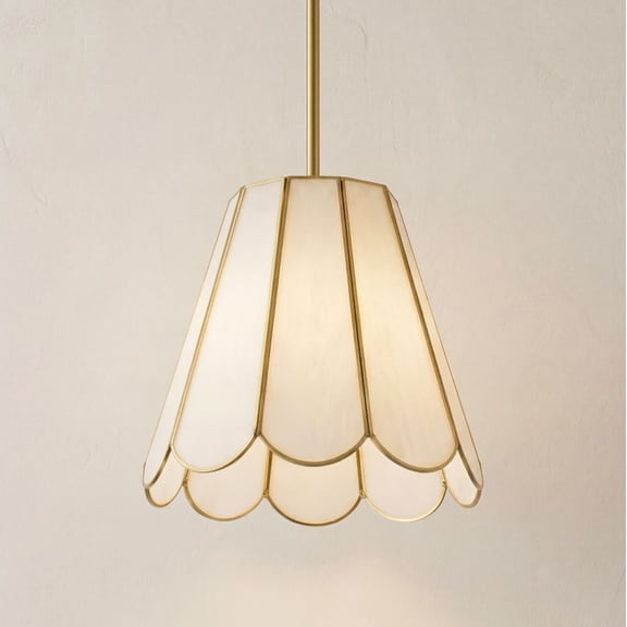 Possini Euro Design Possini Euro Eldridge 12 1/4"W Brass and Seashell Mini Pendant Light