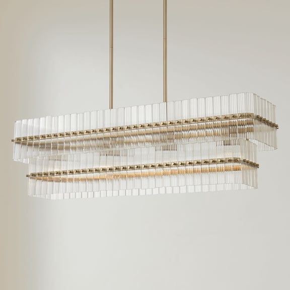 Possini Euro Design Possini Euro Emerson 36"W Matte Brass 4-Light Linear Island Pendant