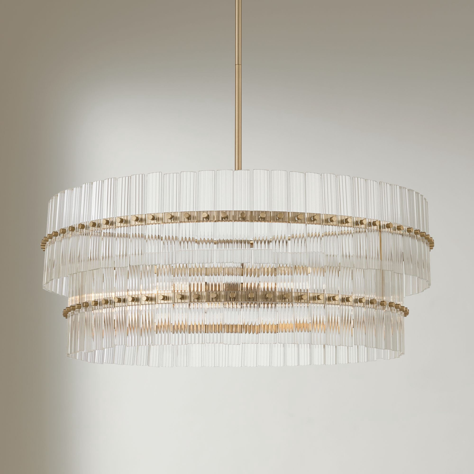 Possini Euro Design Possini Euro Emerson 26"W Matte Brass Glass 6-Light Tiered Chandelier