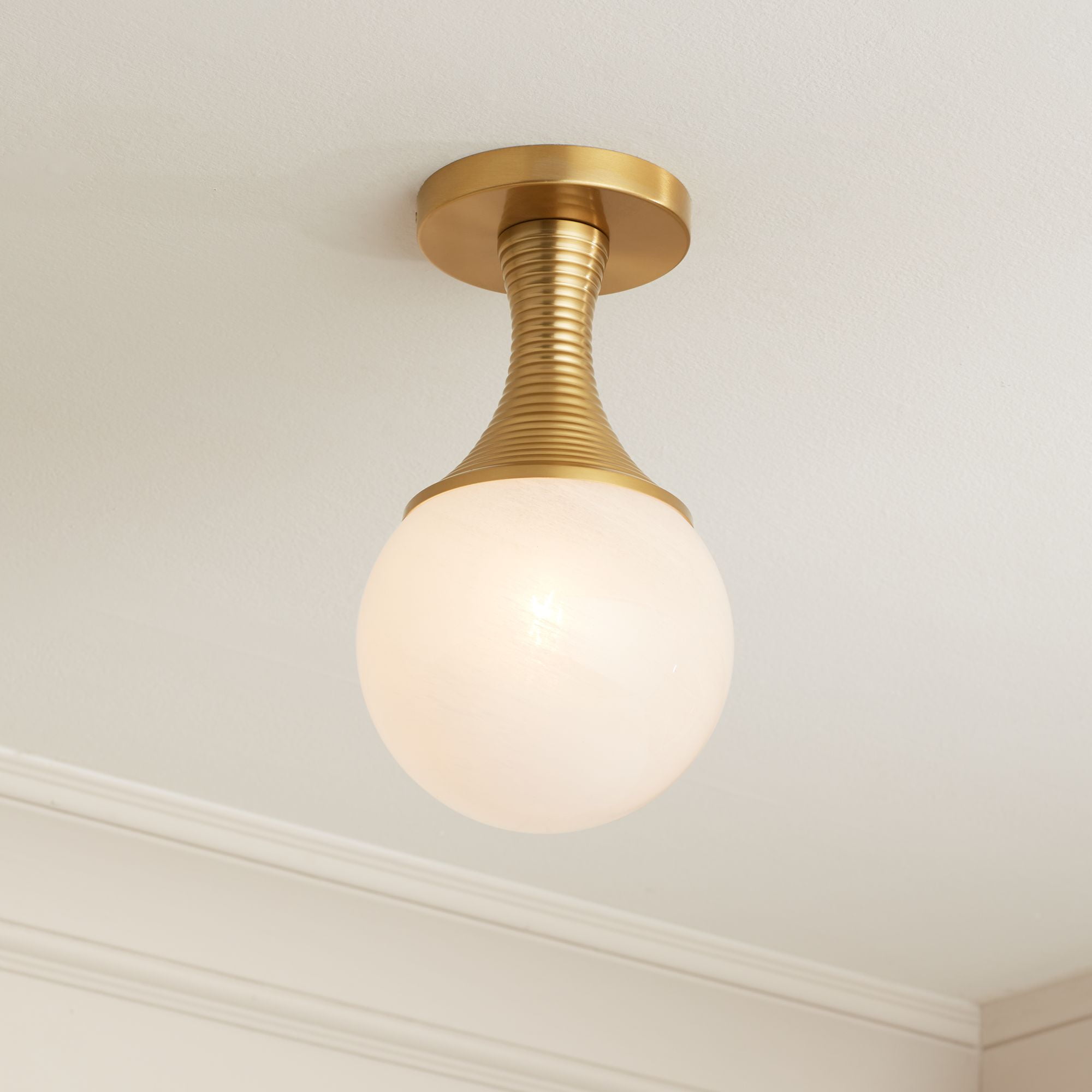 Possini Euro Grosvenor 25" Modern Semi-Flush Mount Ceiling Light - Brushed Gold, Dimmable LED 2 thumbnail image