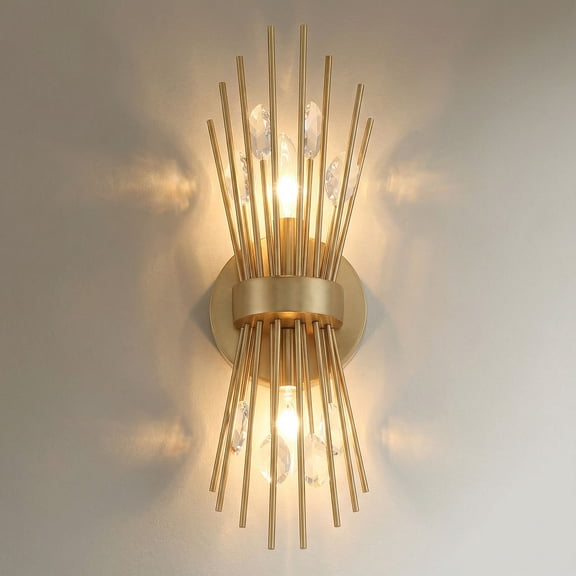 Possini Euro Design Possini Euro Janae 17" High Warm Brass Starburst 2-Light Wall Sconce