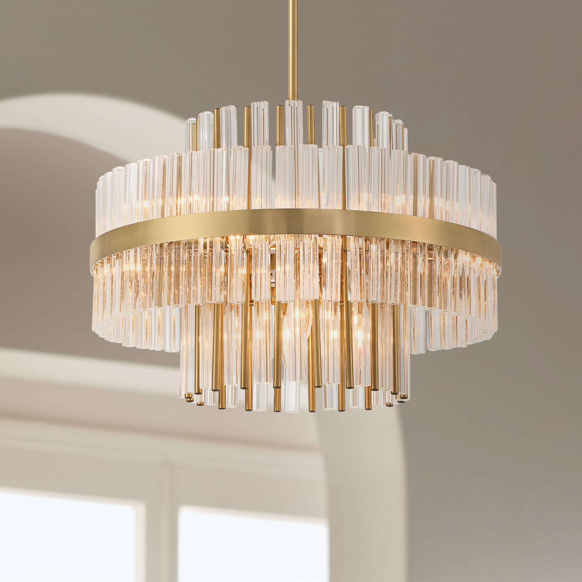 Soft Gold Crystal 8-Light 2-Tier Chandelier