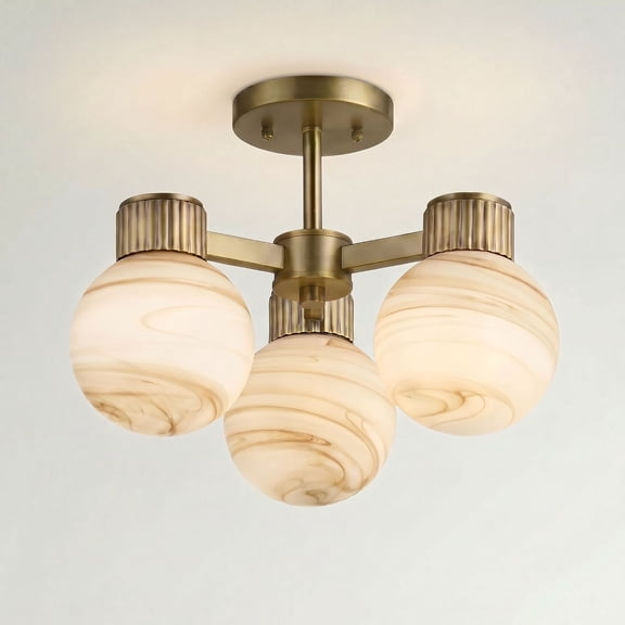 Possini Euro Design Possini Euro Jupiter 13 1/2"W Brass and Glass 3-Light Ceiling Light