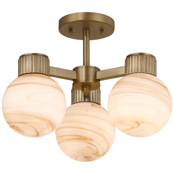 Possini Euro Design Possini Euro Jupiter 13 1/2"W Brass and Glass 3-Light Ceiling Light