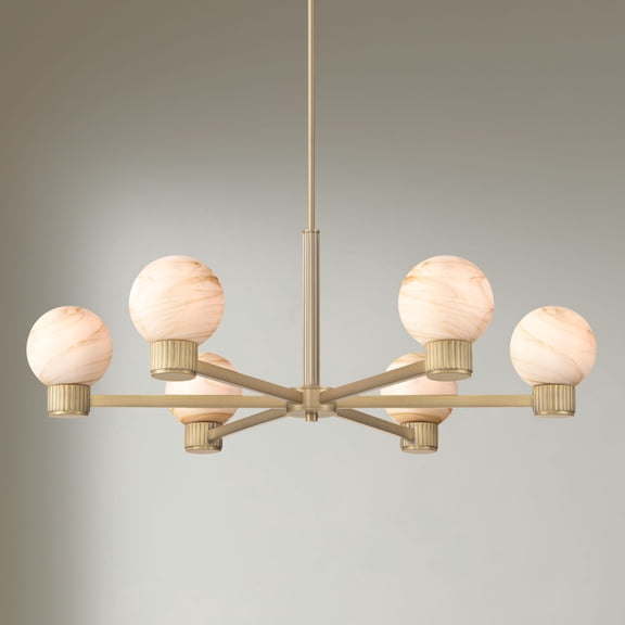 Possini Euro Design Possini Euro Jupiter 36"W Brass and Glass 6-Light Chandelier