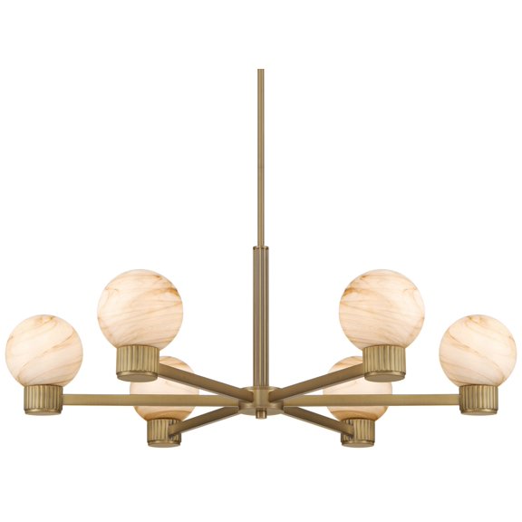 Possini Euro Design Possini Euro Jupiter 36"W Brass and Glass 6-Light Chandelier