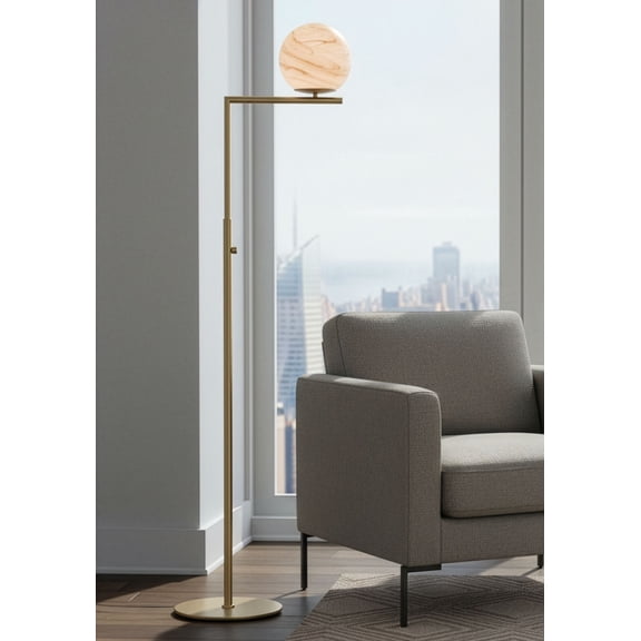 Possini Euro Design Possini Euro Jupiter 62 1/2" High Soft Brass and Glass Floor Lamp