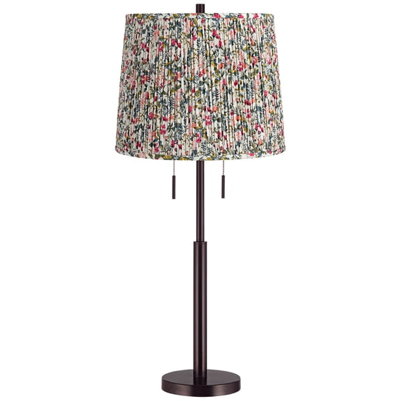 Possini Euro Design Karina 33" Tall Skinny Buffet End Table Lamp Pull Chain Brown Bronze Finish Metal Meadow Shade Living Room