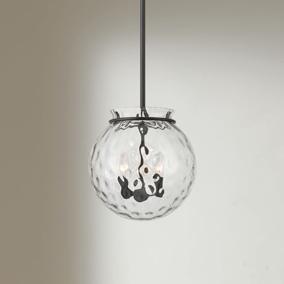 Possini Euro Design Possini Euro Kodi 12" Wide Bronze Hammered Glass 3-Light Pendant Light