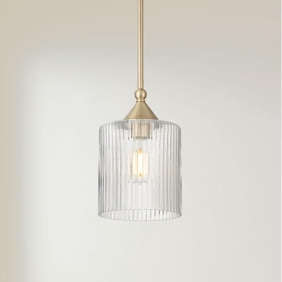 Possini Euro Design Possini Euro Krakow 7"W Satin Brass Fluted Glass Mini Pendant Light