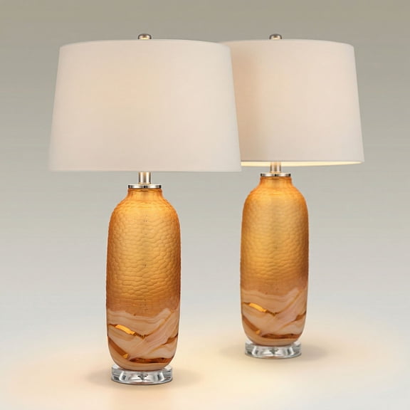 Possini Euro Design Possini Euro Lapis 28 1/4"H Orange Glass Table Lamp Set with Dimmer