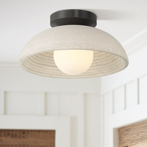 Possini Euro Design Possini Euro Positano 14" Wide Gray Cement Ceiling Light
