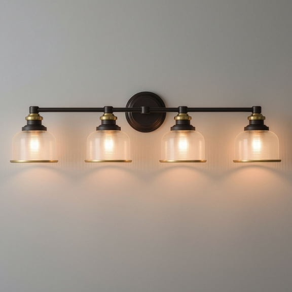 Possini Euro Design Possini Euro Poway 33" Wide Dark Bronze and Glass 4-Light Bath Light